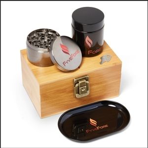 Locking Stash Box Set w/ Aluminum Herb Grinder and Rolling Tray